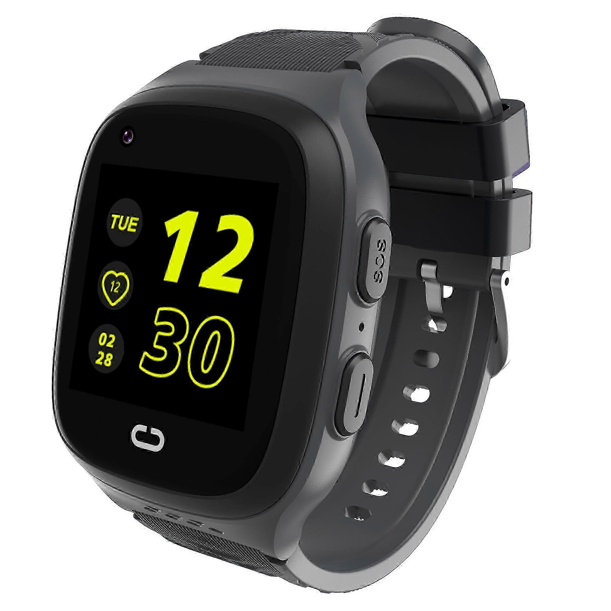4G 's Smart Clock Men's toys GPS SIM Kart Wifi Location Cell Phone Voice Chat Player (Black)