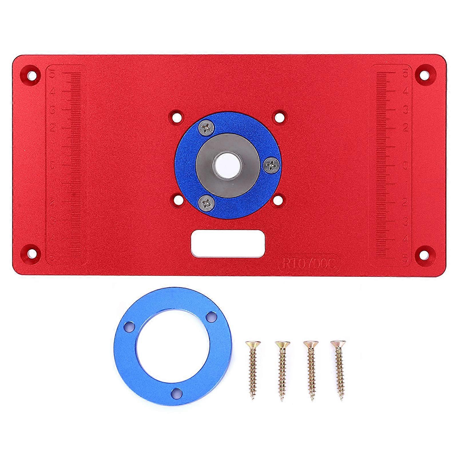 Plaque d'insertion de table de toupie en alliage d'aluminium rouge pour machine à découper, outil de travail du bois