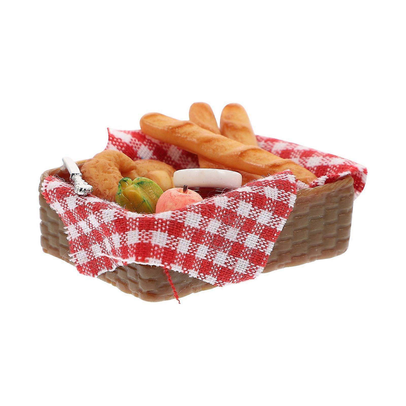 1 set mini brödkorg utsmyckning mat lek modell dockhus diy dekoration