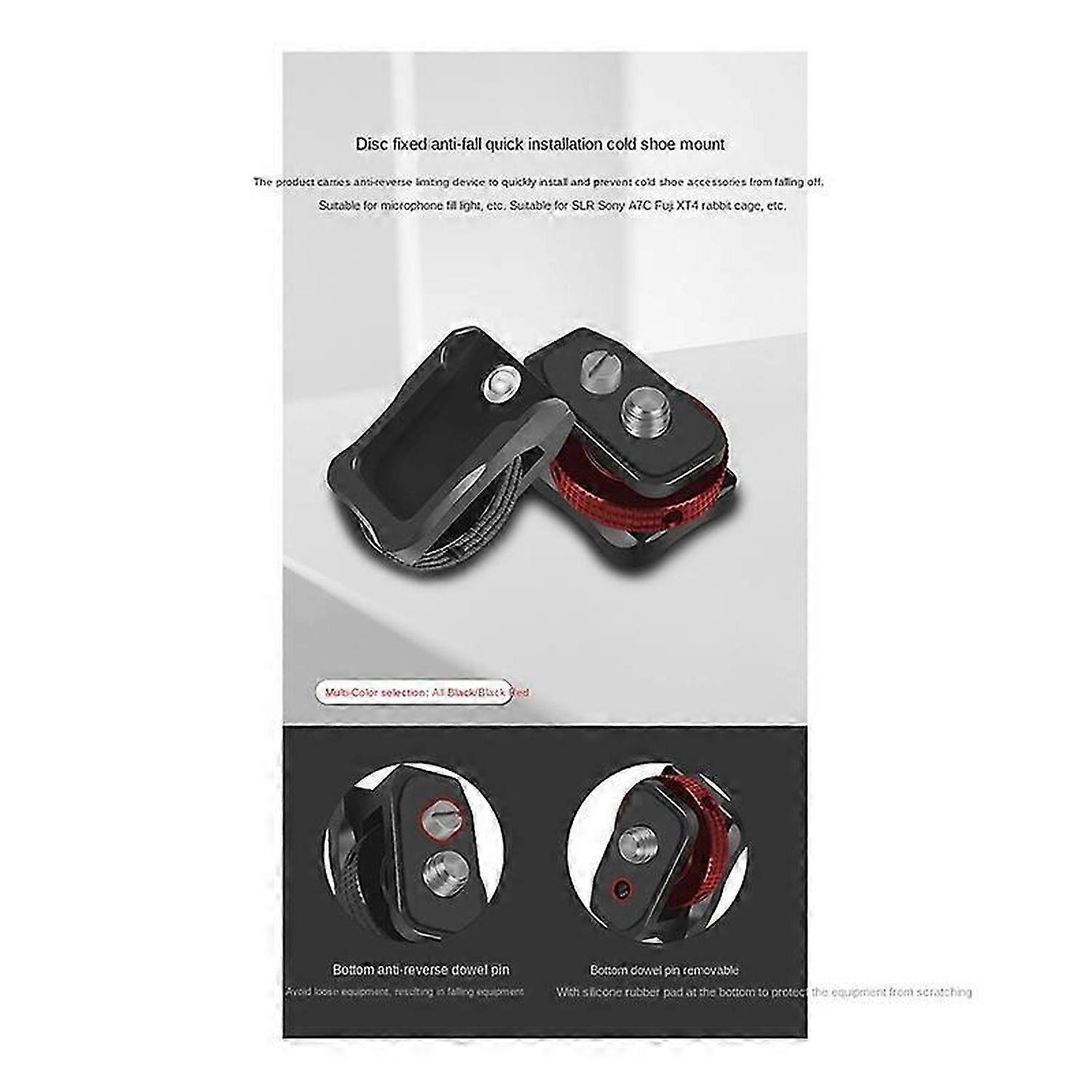 Hot Shoe Adapter 1/4 Screw Safety 360 Rotatable for DSLR Camera Rig Mic Monitor Flash Light Cold Sho