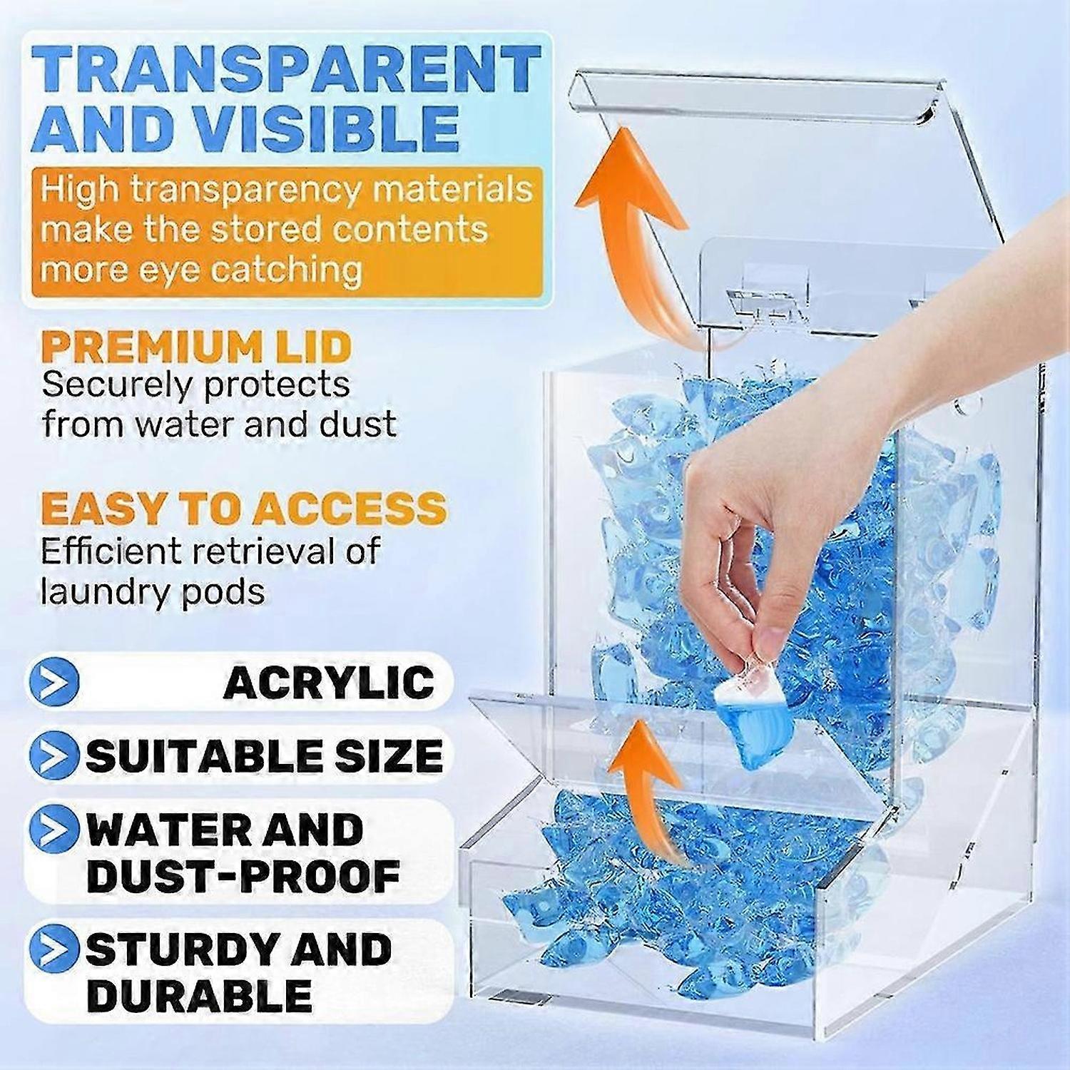 Laundry Pods Container, Acrylic Laundry Detergent Container Dishwasher Pods Container,Powder Laundry