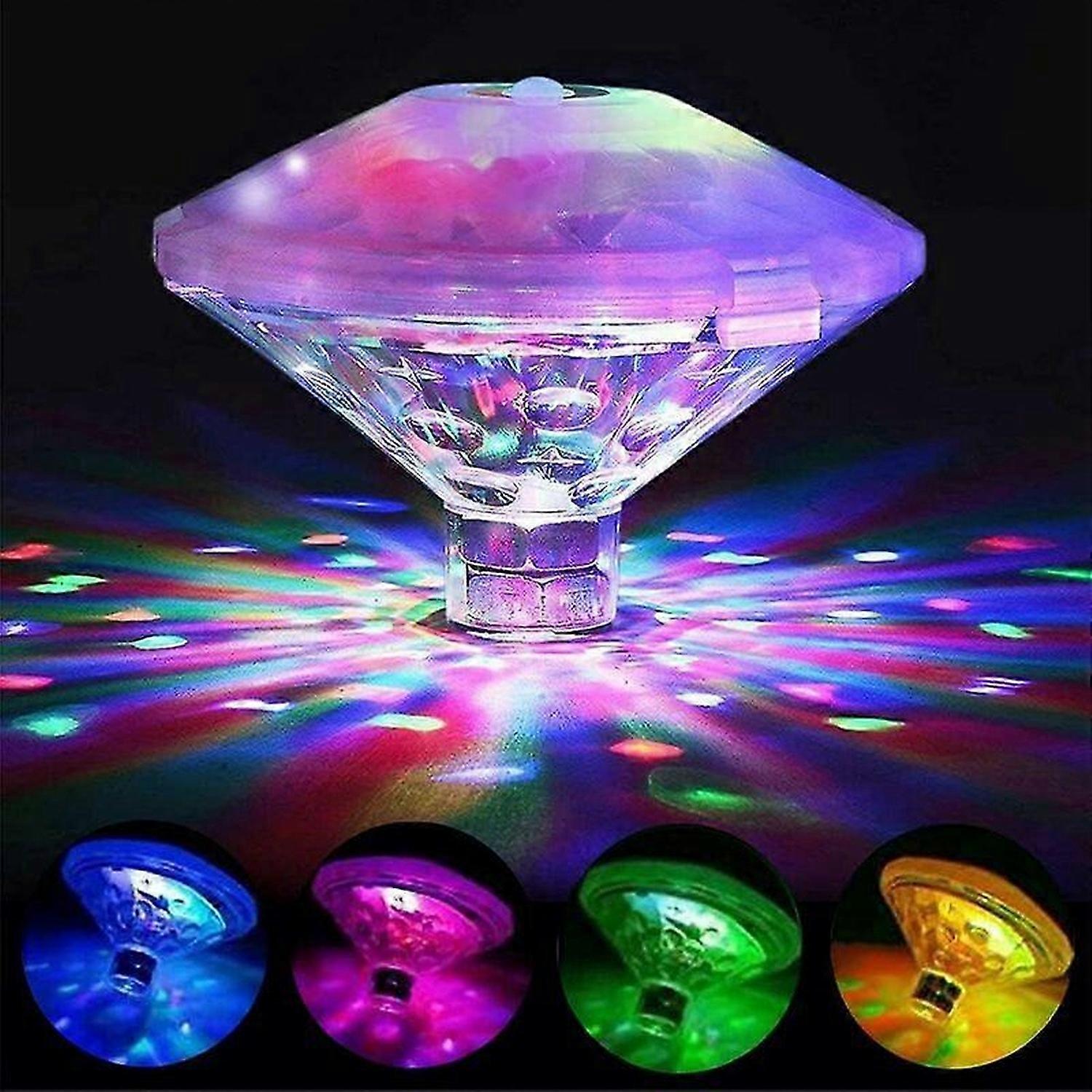 Color Swimming Pool Floating Lamp, Disco Bath Light, IP68 Submersible LED Light, LED Underwater Light with 7 Modes for Bathroom Spa Pool Submersible L