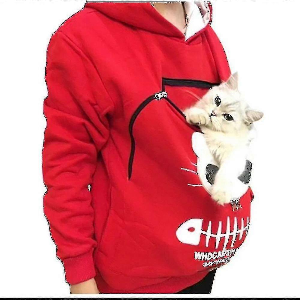 猫爱好者卫衣连帽衫袋鼠狗宠物爪子套头衫抱抱袋卫衣口袋动物耳朵罩高品质