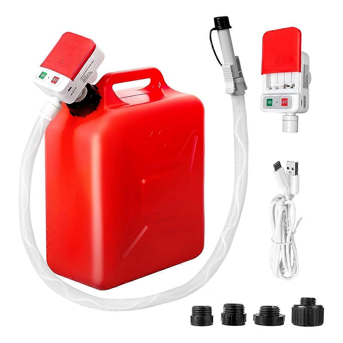 Automatic Transfer Pump with Auto-Stop, 51inch Hose, 3.2 Gallon Per Min, Battery or USB Powered, 4 Can Adapters