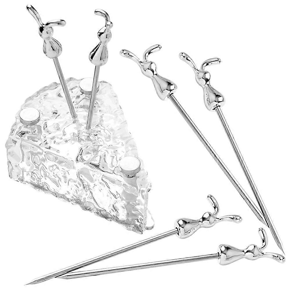 Metal Rabbit Fruit Picks Stainless Steel Fruit Picks with Base Set
