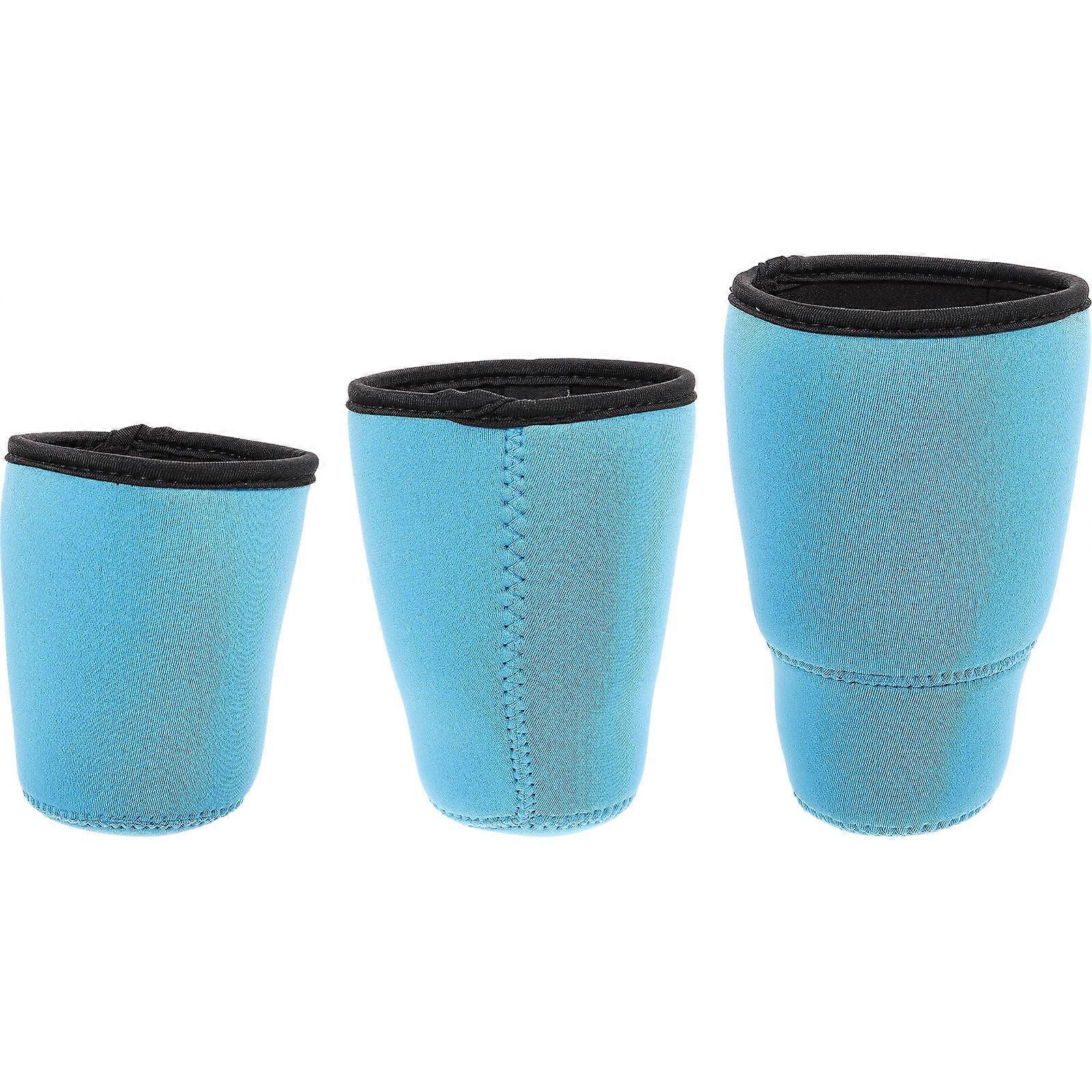 Adjustable Cup Sleeves 12 Pcs Elegant Style For Café Non-slip Blue Portable