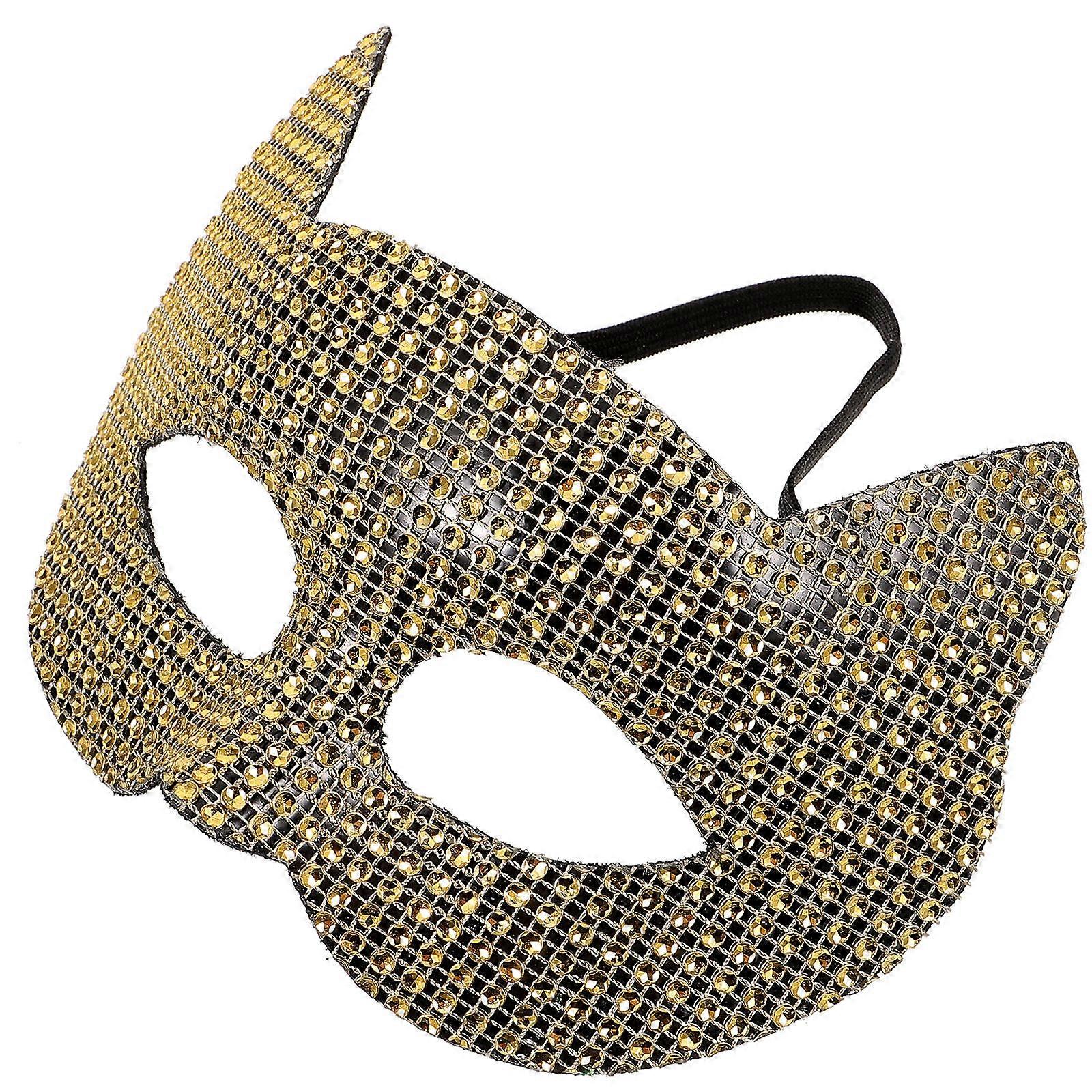 Masquerade Cat Mask Accessory For Partygoers In Golden Color Ideal For Role Play And Cosplay Event 5Pcs