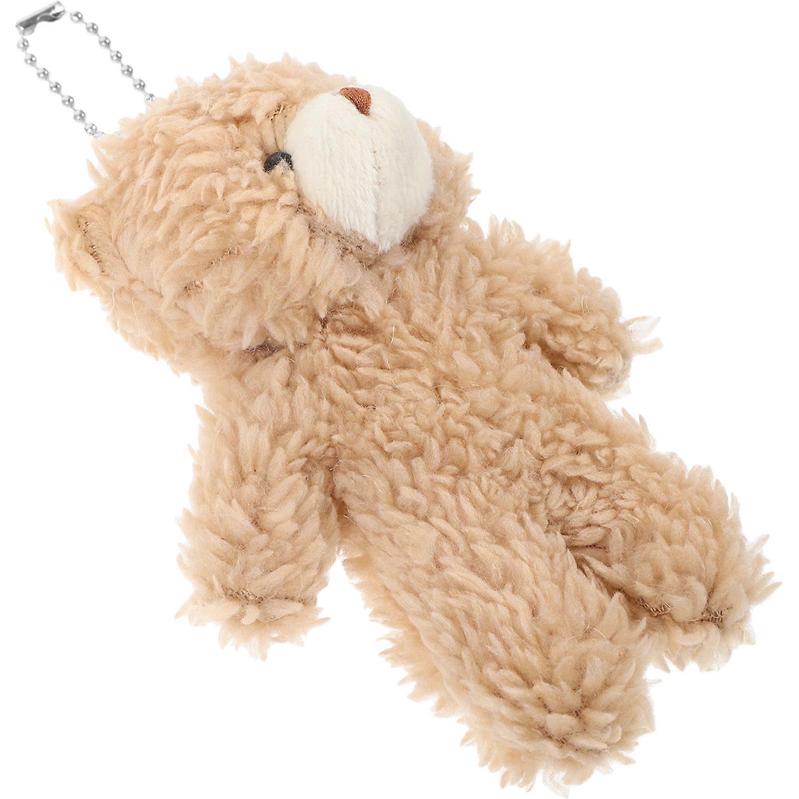 Khaki Bear Shape Keychain Pendant Decor 3Pcs DIY Accessory For Backpacks Handbags And Daily Use