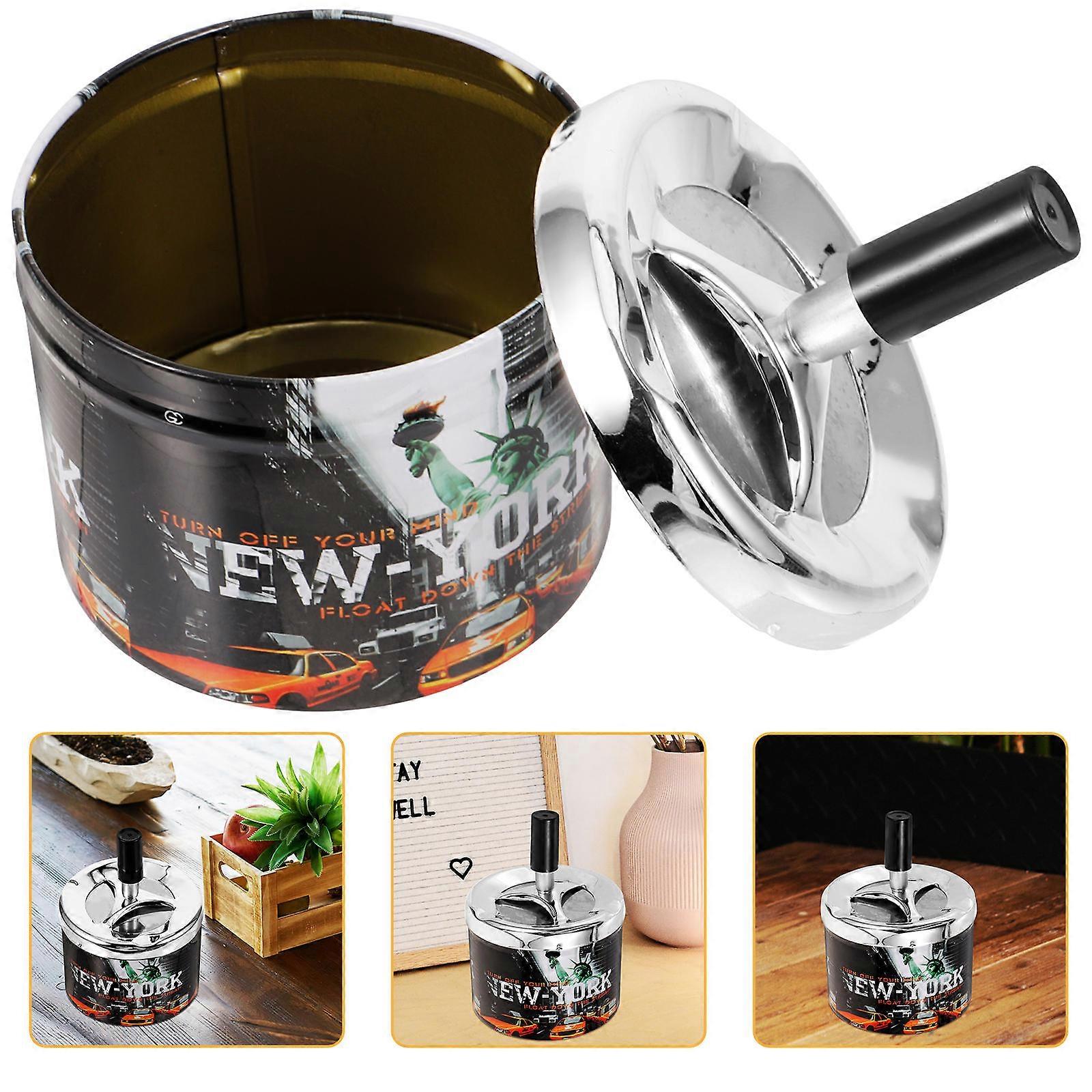 Ashtray Metal Ashtray for Home 2Pcs Automatic Extinguished Desktop Tray