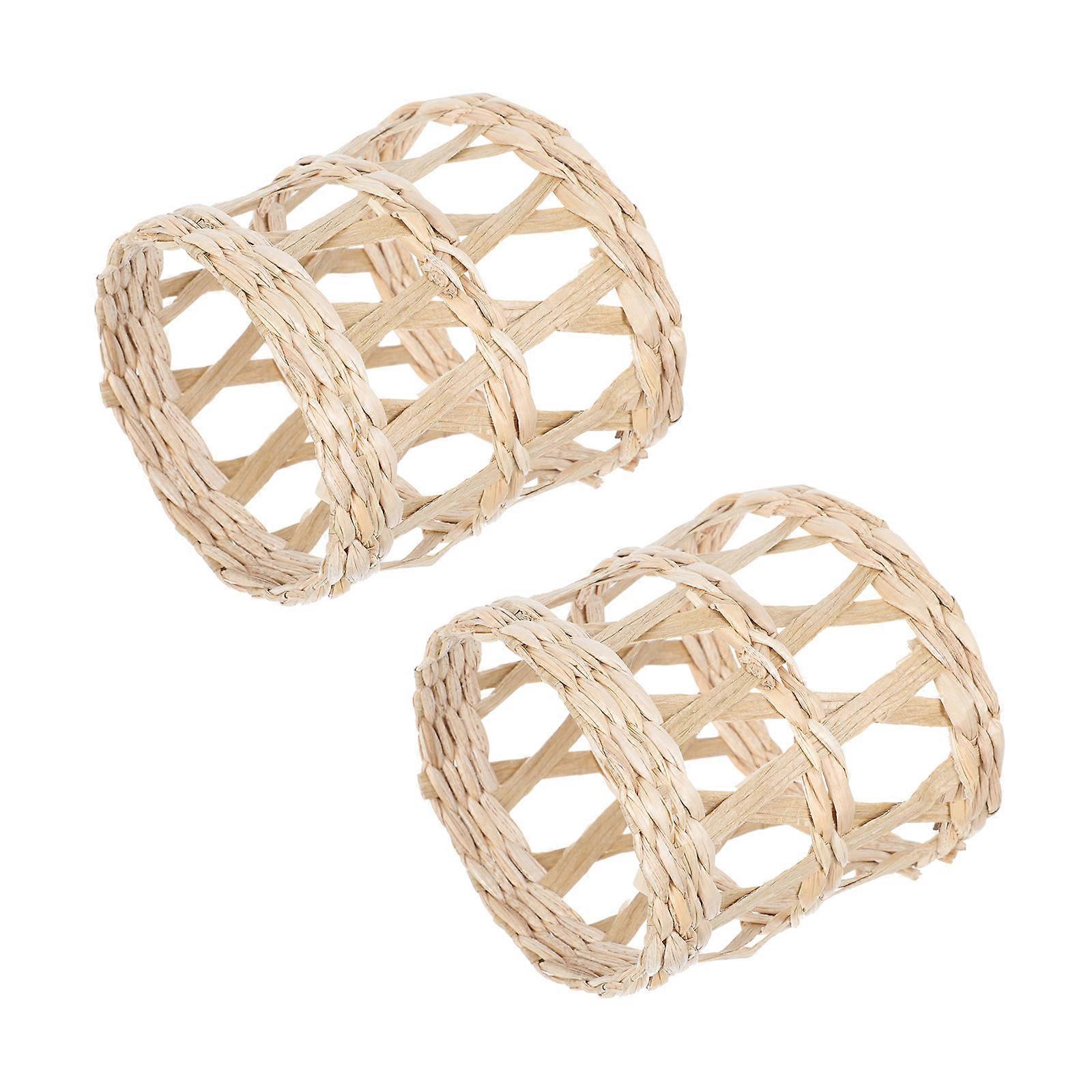 Straw Weaving Cup Sleeves Glass Cup Protective Covers for 6Pcs Pack