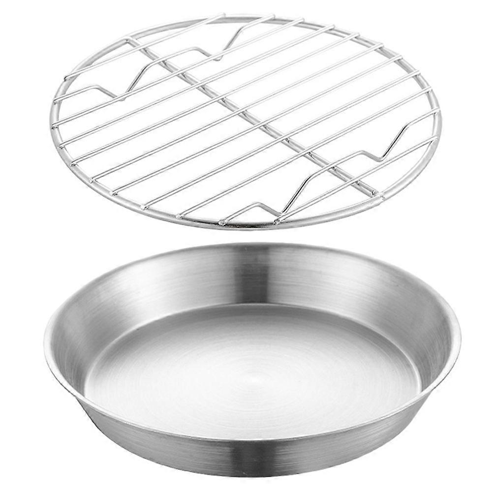 4Sets Silver Stainless Steel Grill Plate for Baking with Mesh Rack