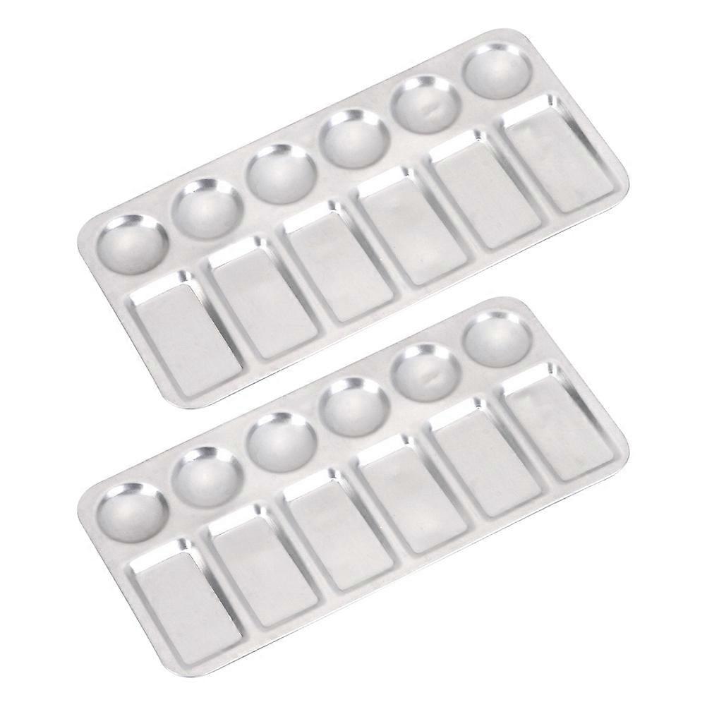 4Pcs Aluminum Paint Tray for Painting Using Silver 12-Hole Pigment Mixing Tray