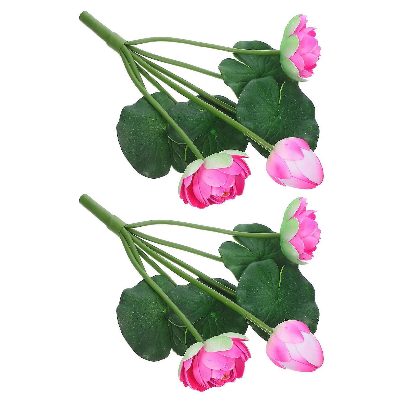 6Pcs Artificial Lotus Flowers for Decor Pink Simulation Tabletop Arrangements