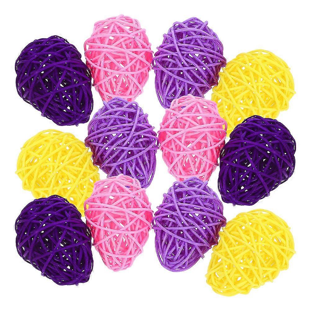 Easter Wicker Balls Rattan Egg Shape for Holiday Decor 48Pcs Collection