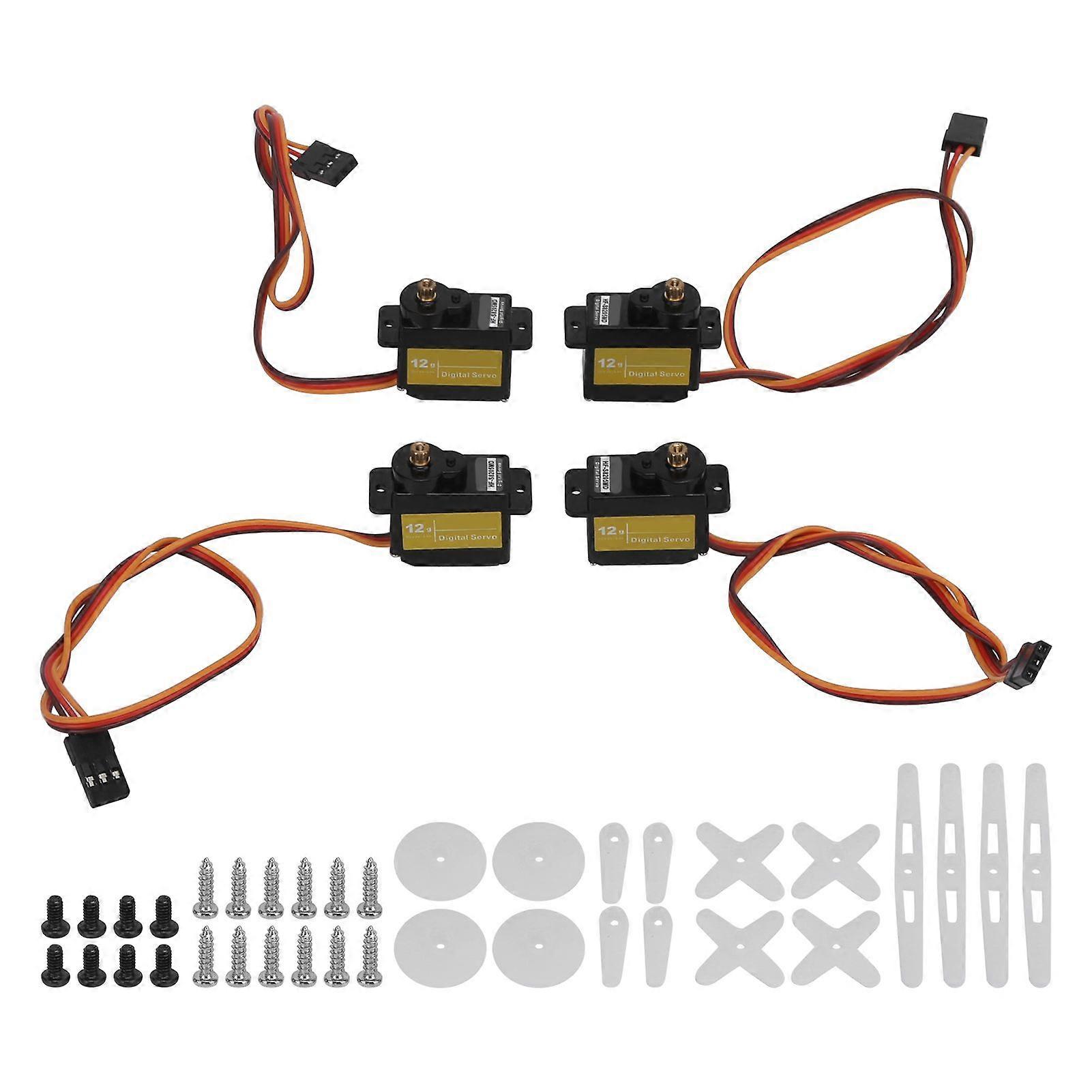 4Pcs Servo Motors Stable Performance Good Linearity Precise Control 180 Degree Rotation Micro Servo for Robot Fixed Wing