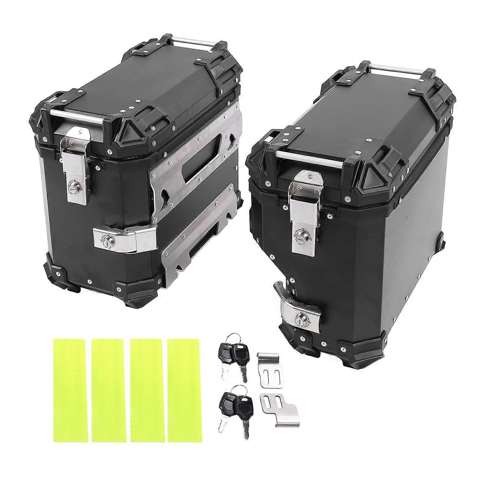38L Motorcycle Side Case with Lock and Handle Left Right Water Resistant Quick Release Side Storage Carrier for Helmet Luggage Black