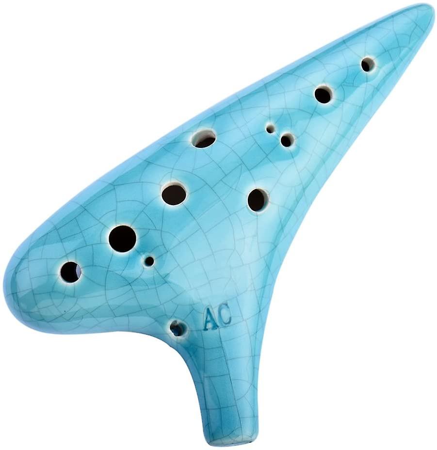 12 Hole Ceramic Ocarina - Alto C - With Protective Bag and Song Book - Blue