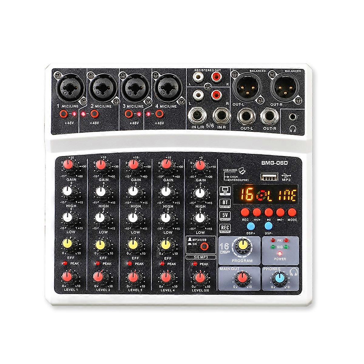 6 Channel Audio Mixer Mixing Console USB Interface Sound Card EU Plug