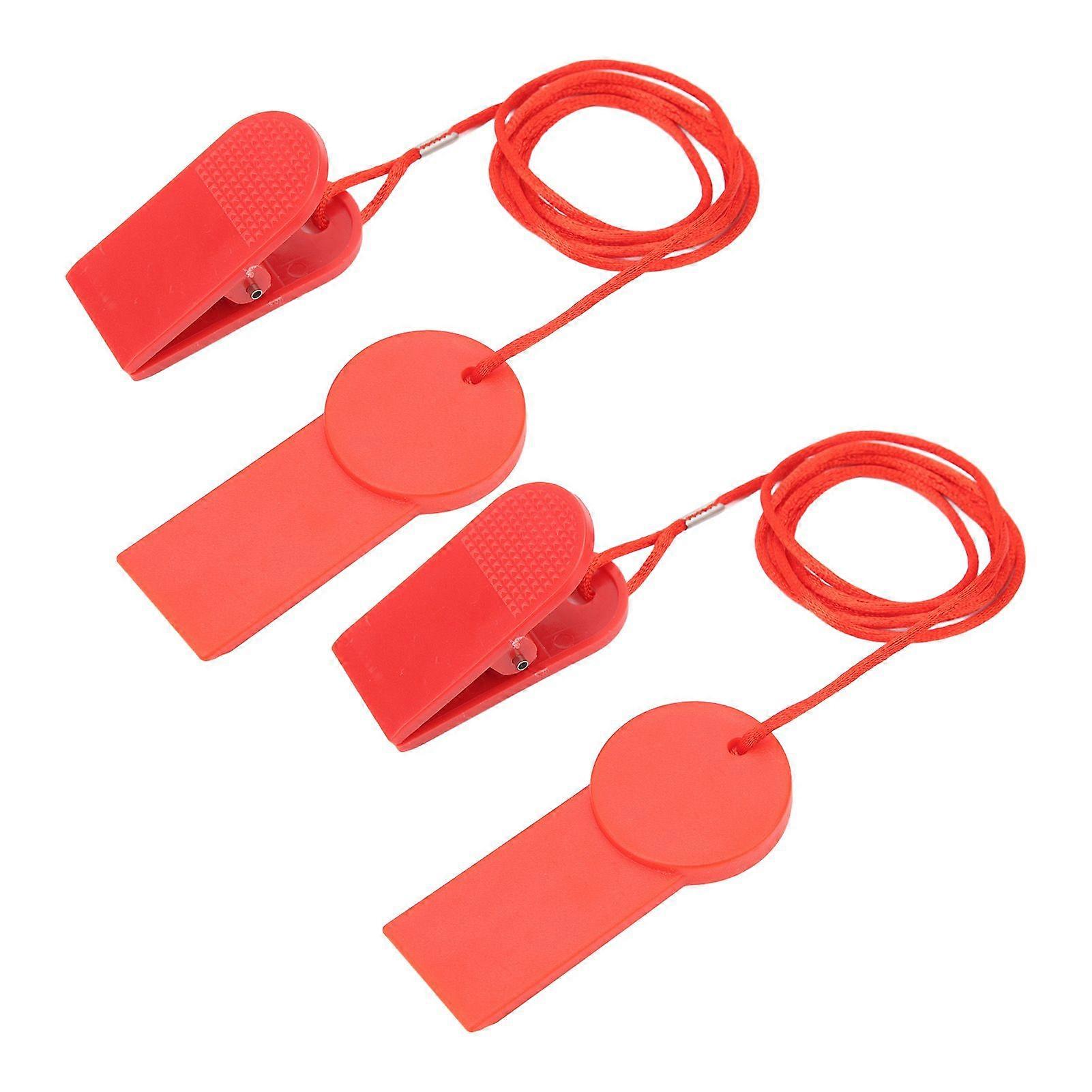 2pcs Treadmill Safety Key Running Machine Safety Switch Safety Lock Emergency Stop Replacement 28x43 Rectangular Safety Clip Red