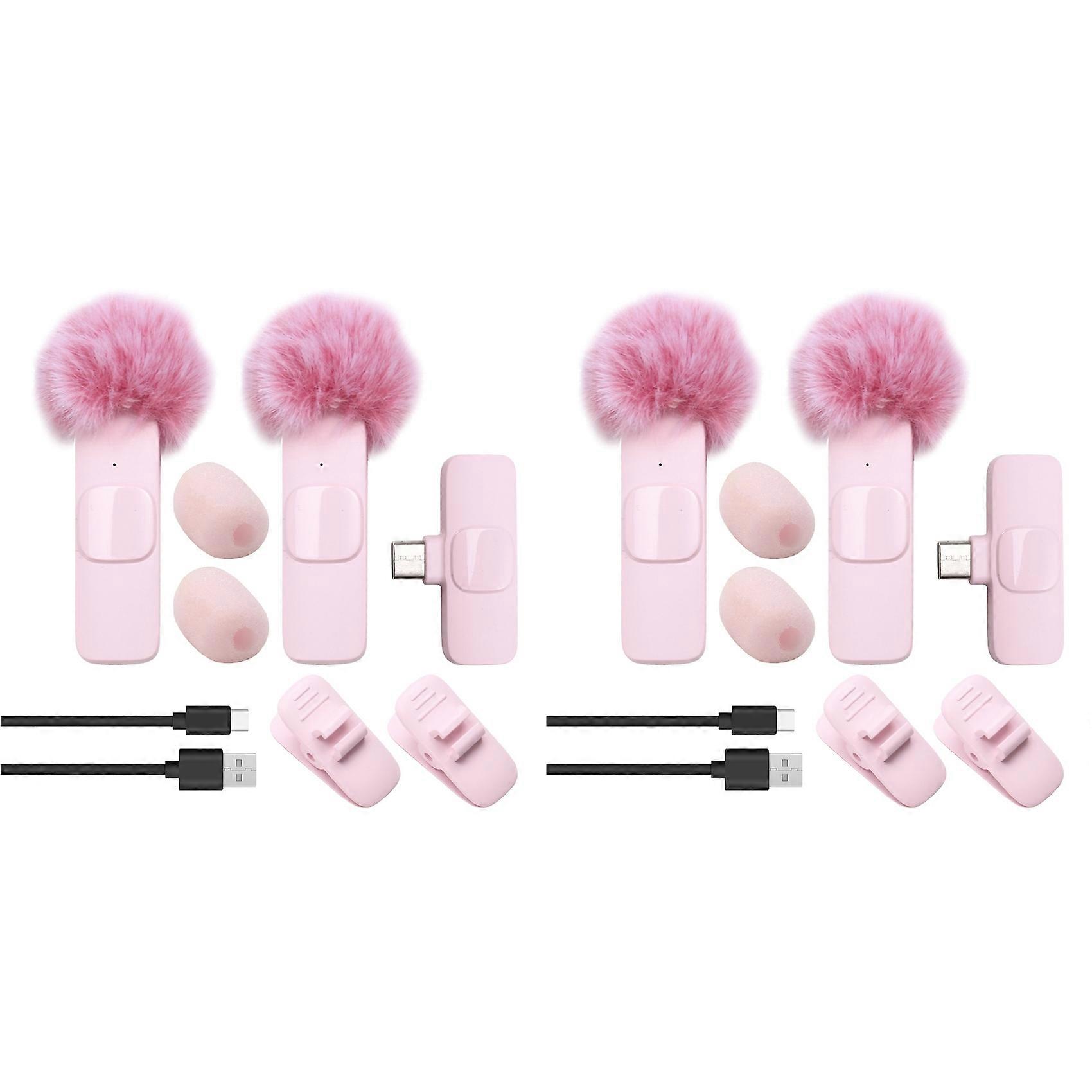 4X Wireless Lavalier Microphone Portable Audio Video Recording Mini Microphone for PC Camera Live Gaming Phone