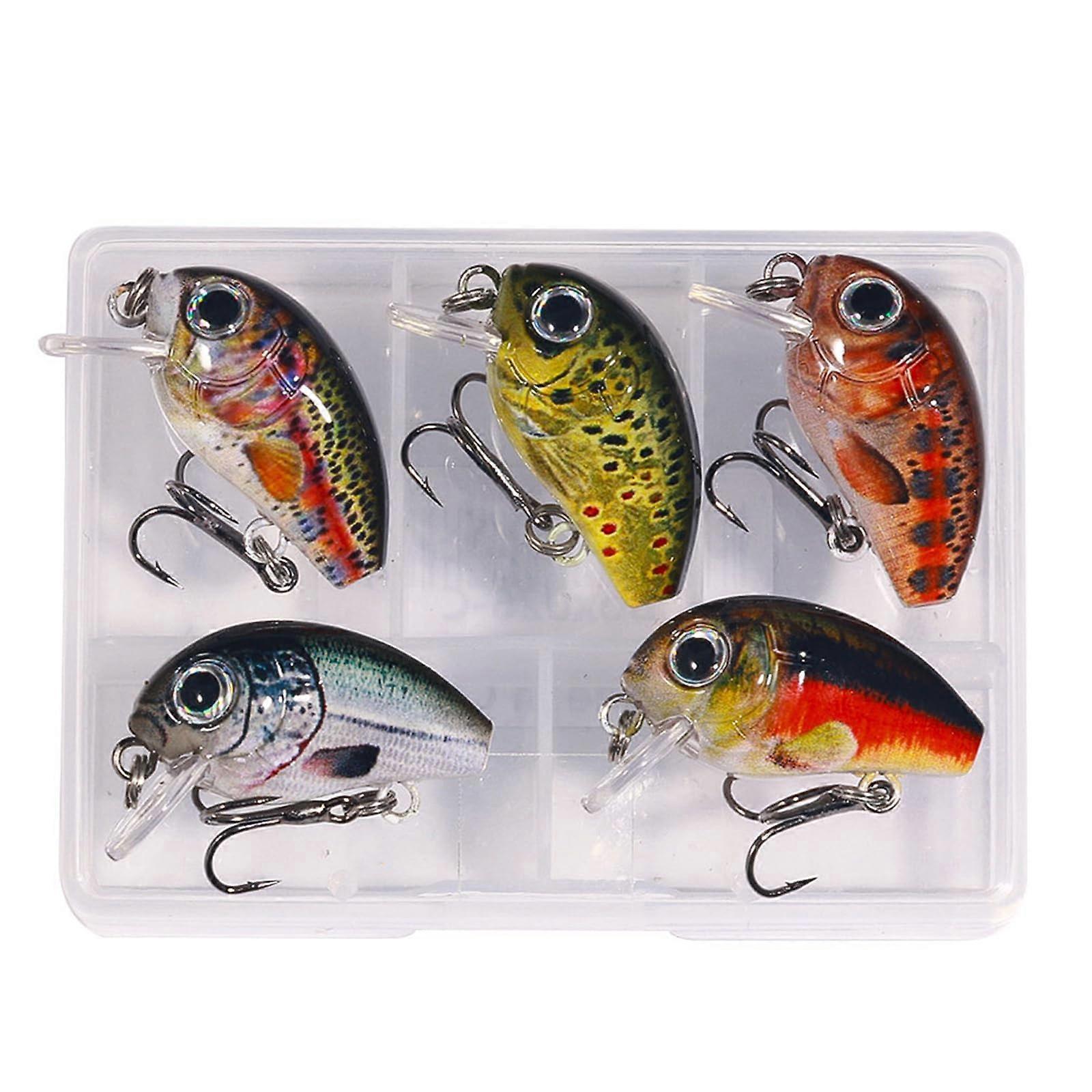 5Pcs Small Fishes Fishing Lures Topwater Crank Wobblers Soft Baits Artificial Baits Small Size Multicolor