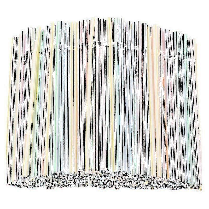 1000 Pcs Flexible Plastic Straws Striped Multi Colored Disposable Straw-h