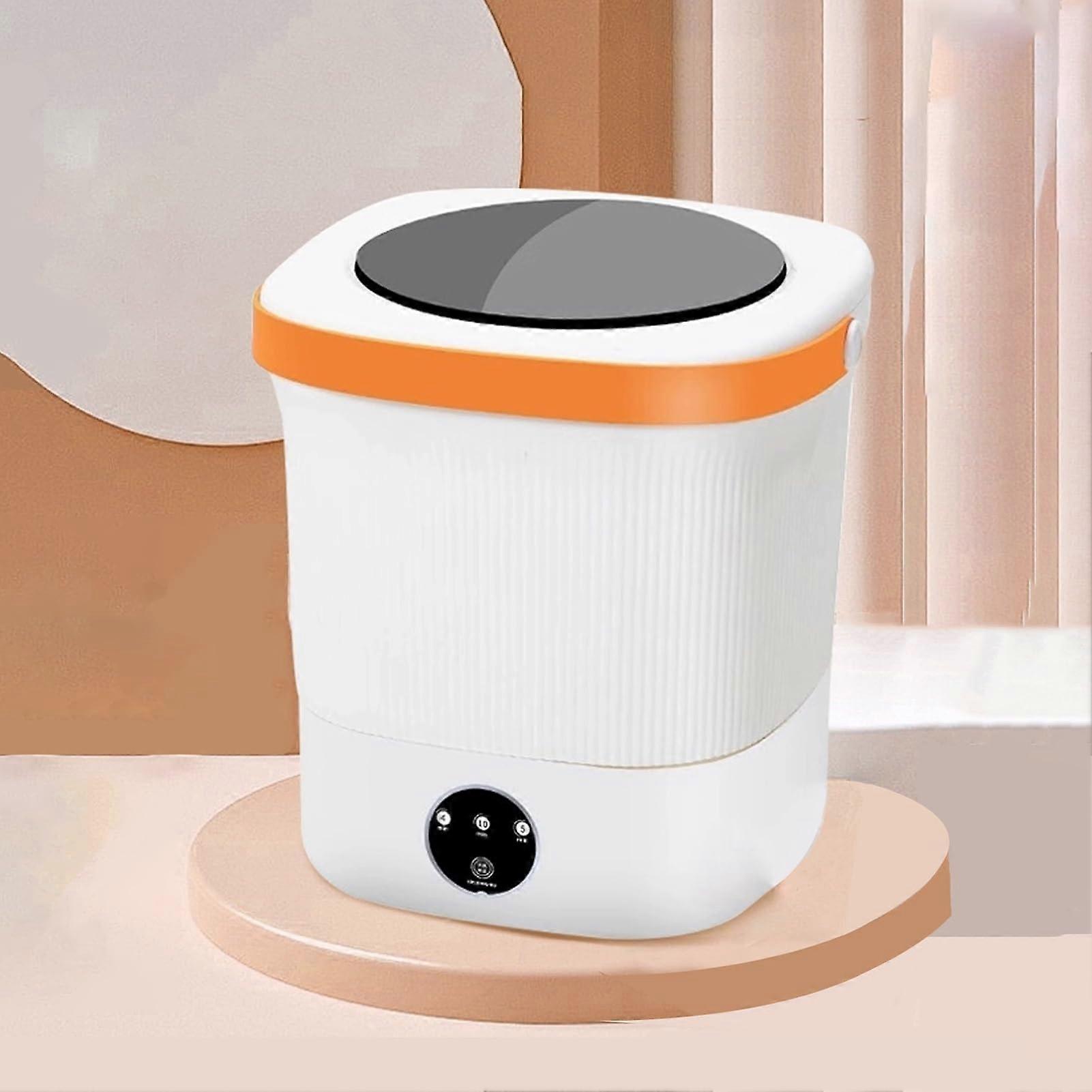15L Portable Mini Washing Machine With Spin Dryer, Blue Light, Compact Travel Washer For Apartments Baby Clothes, White