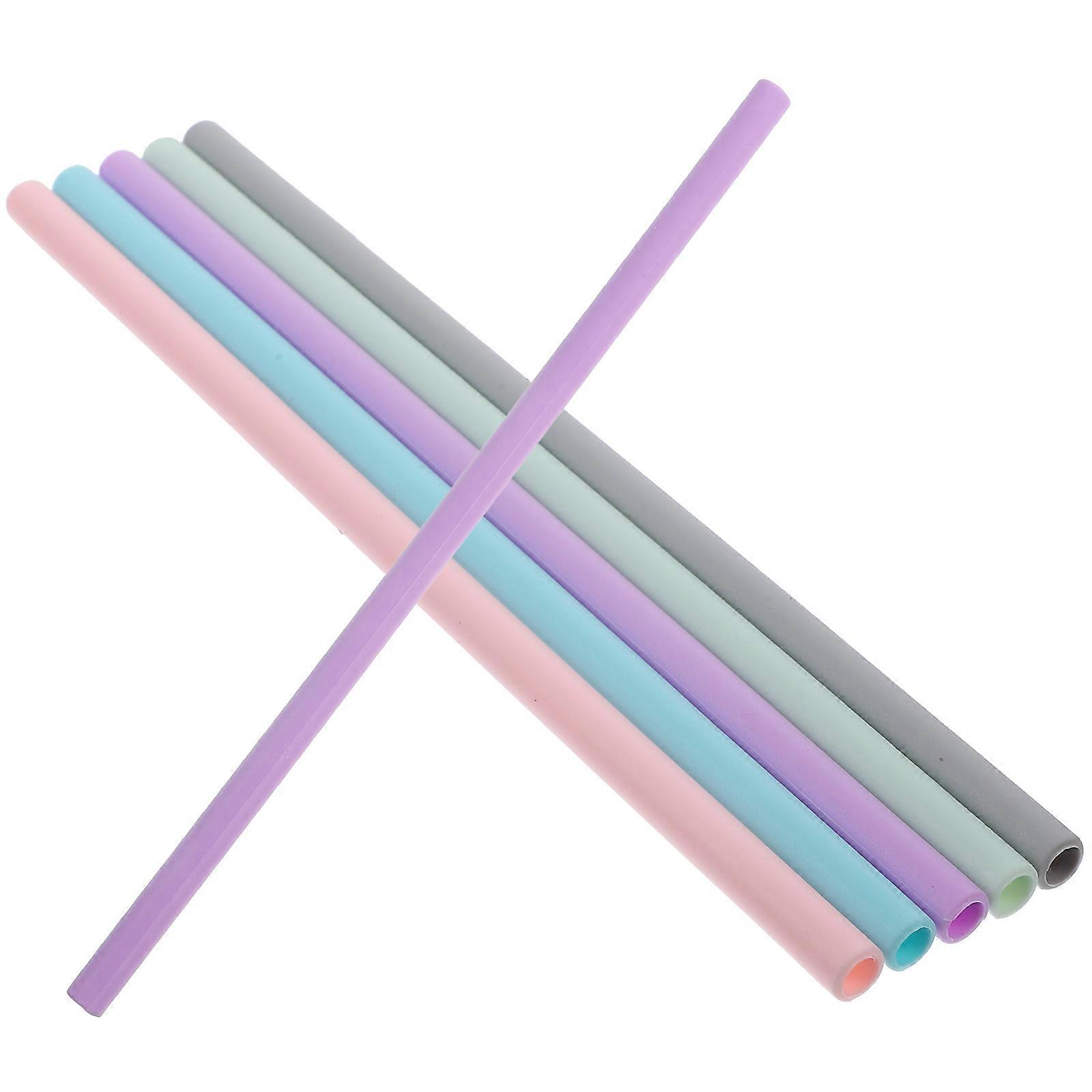 Silicone Straw 6Pcs Kit for Drinking Reusable Juice Silicone Straws