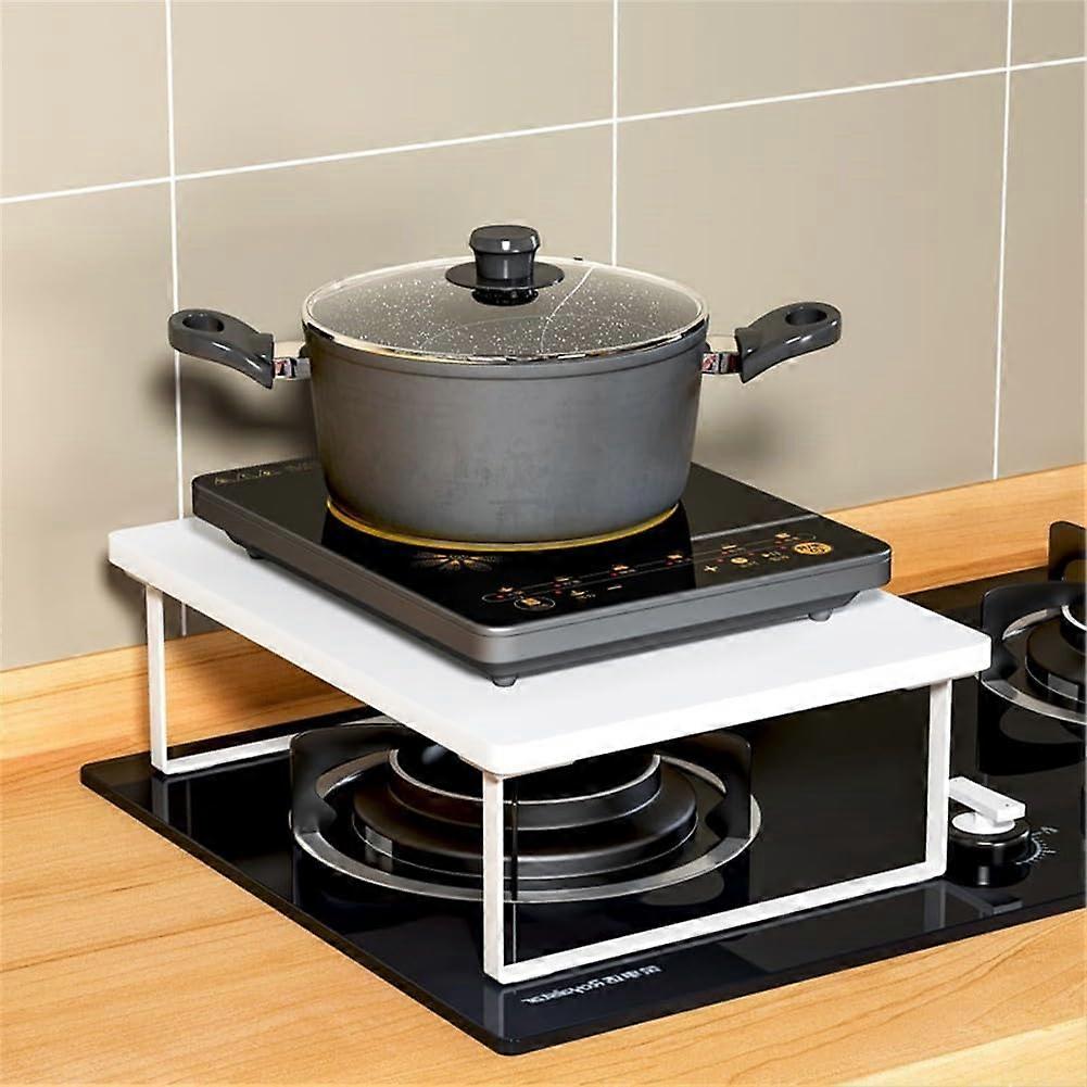 Microwave Oven Rack 40x30 Cm White NonSlip Feet SpaceSaving Induction Cooker Stand Bracket For Small Appliance Storage