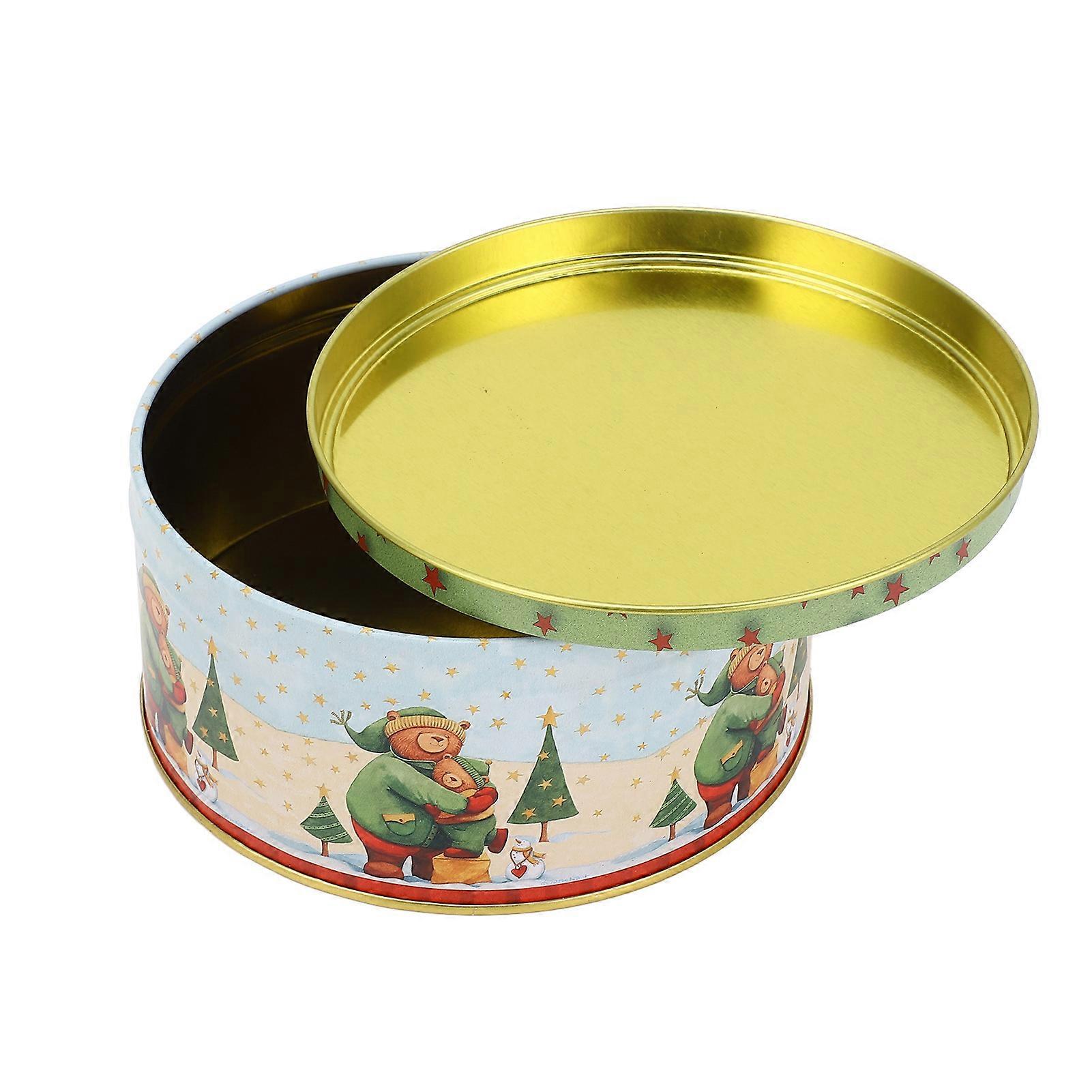 Cookie Tin Cute Bear Pattern Sturdy Iron Storage Box Type 3