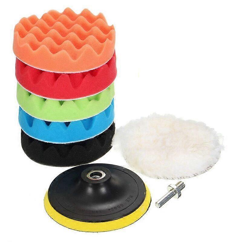 Polishing Sponge Kit with Drill Adapter and Wool Waxing Pads, 8 Pcs Car Polishing Pad Set,