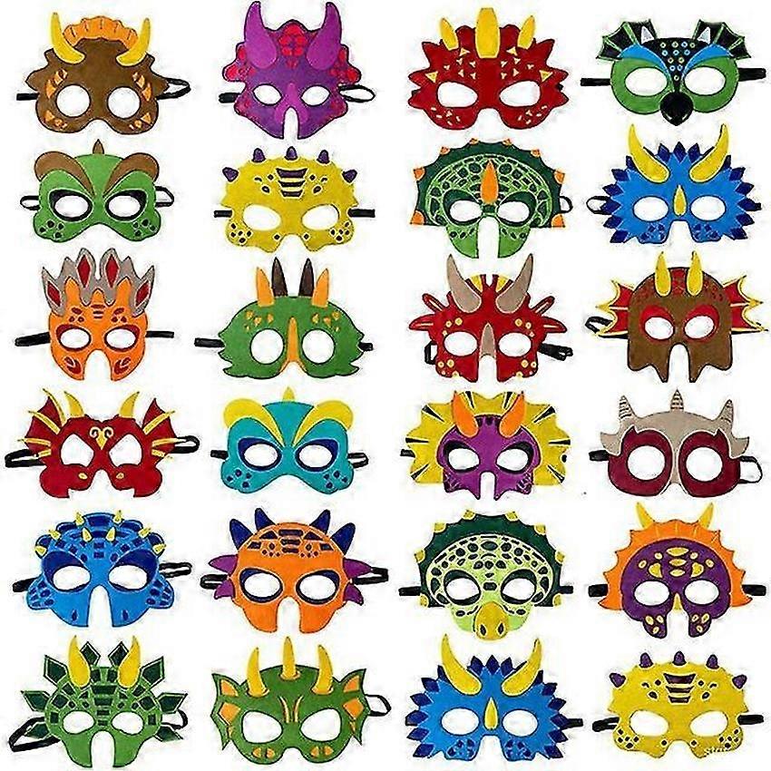 أقنعة حزب الديناصورات 24 قطعة شعر المواد لعيد ميلاد عيد الميلاد هالوين