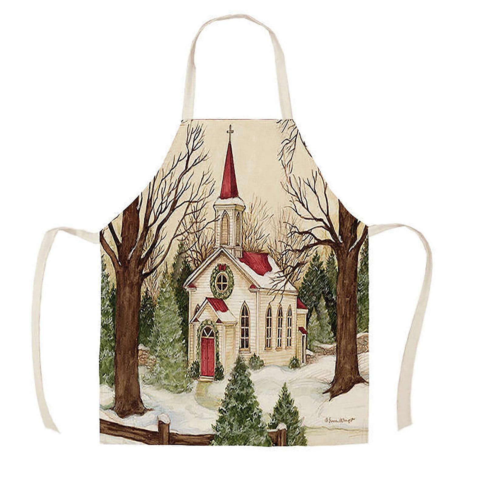 Uclet Apron Sleeve Christmas Series Apron Easy To Clean Not Easy To Get Dirty Not Easy To Get Oily Sleeveless Apron Christmas Apron