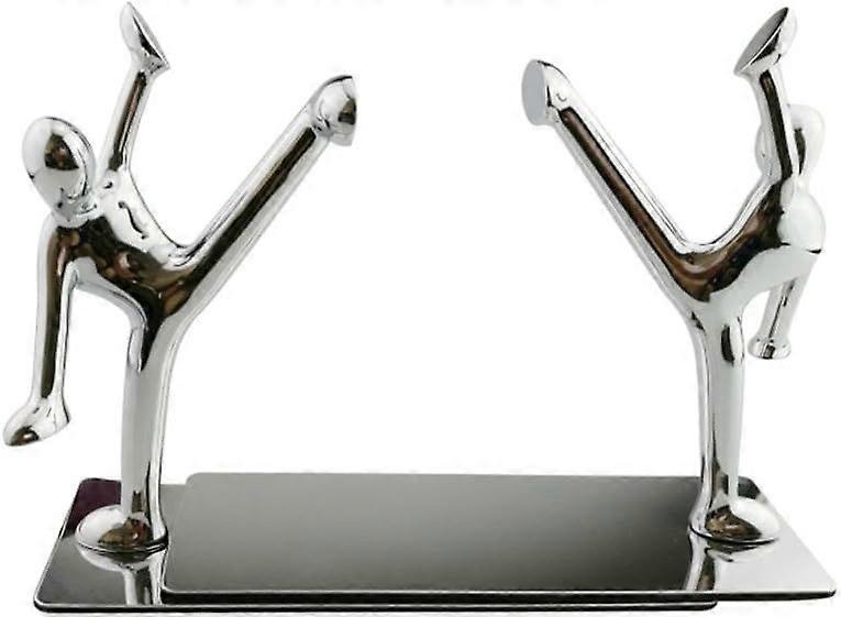 Et par sølv rustfritt stål Kung Fu bookends