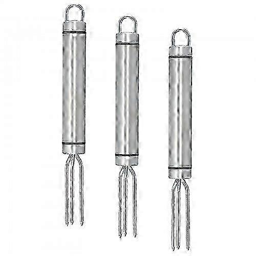 عبوة من 3 شوكات بطاطس جاكيت ، 18.3 × 1.9 سم ، شوكة بطاطس من الستانلس ستيل ، شوكة ذرة مع 3 شوكات ، فضية ، قابلة لإعادة الاستخدام SZRH A-S