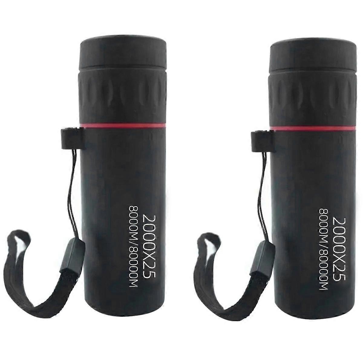 2000x25 HD Monocular Telescope Mini Portable Mobile Phone Telescope with Holder Camping Birdwatching Telescope 2pcs
