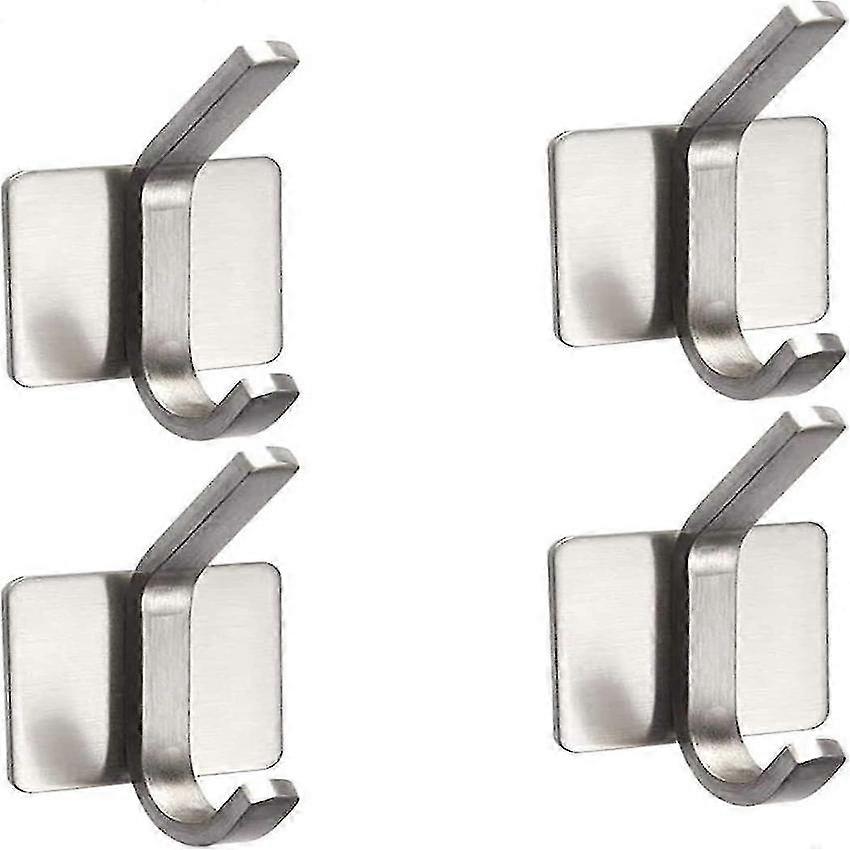 Stainless Steel Adhesive Hooks 4 Pack Waterproof Rustproof Home Organization