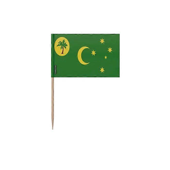 Coconut Islands Flag Toothpicks - 6.5 cm - 100 pieces - Adhesive plastic - Bamboo stick - Pixelforma