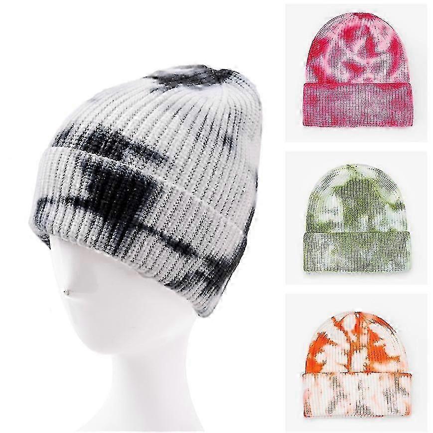 أزياء الهيب هوب التعادل صبغة طباعة الجماجم قبعات الشتاء دافئ للنساء الرجال محبوك قبعة صغيرة عارضة أنثى سماكة كاب
