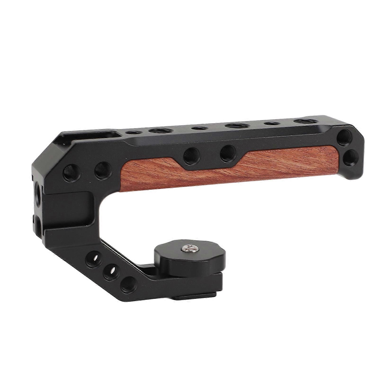 Camera Cage Top Handle with 1/4in 3/8in Screw Holes with 3 Cold Shoe Adapters CNC Machining Non Slip Camera Top Handle Grip for Vlog 