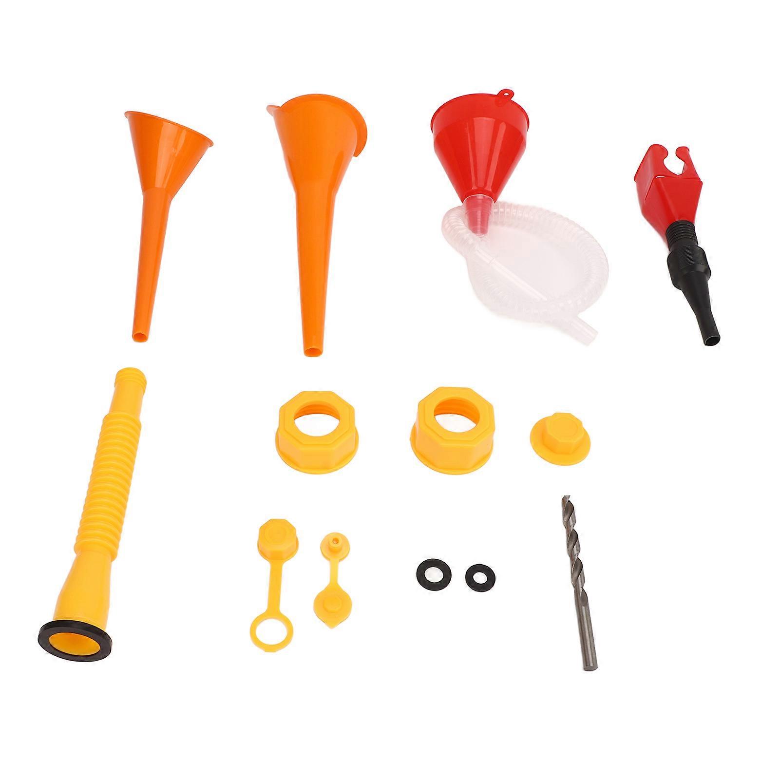 Gas Can Spout Replacement Set Anti Leakage Durable Gas Can Nozzle Spout with Refueling Funnel Bendable Joints and 8mm Drill Bits 
