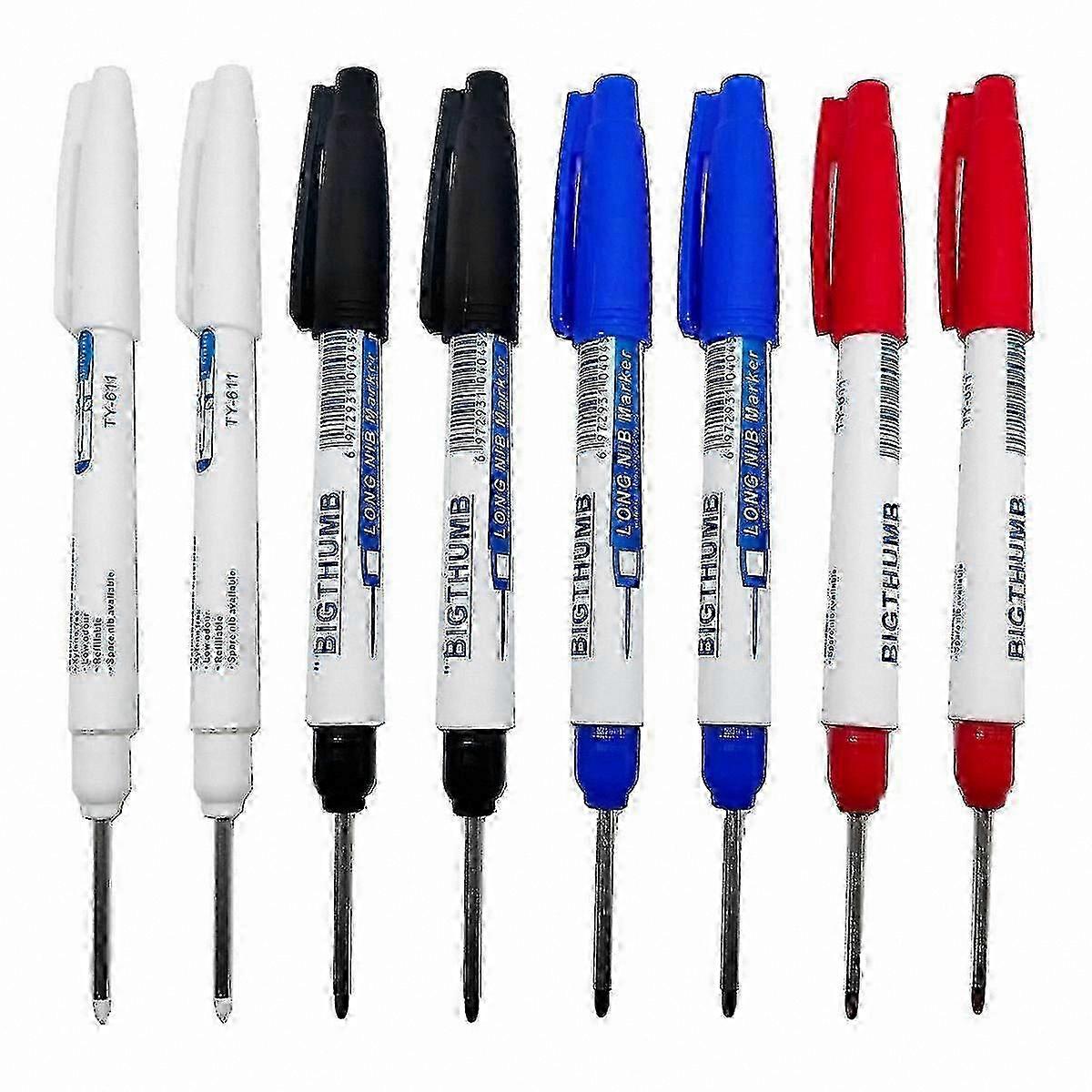 Fine Tip Waterproof Markers with Extended Nib - 8 Pieces, 4 Vibrant Colors