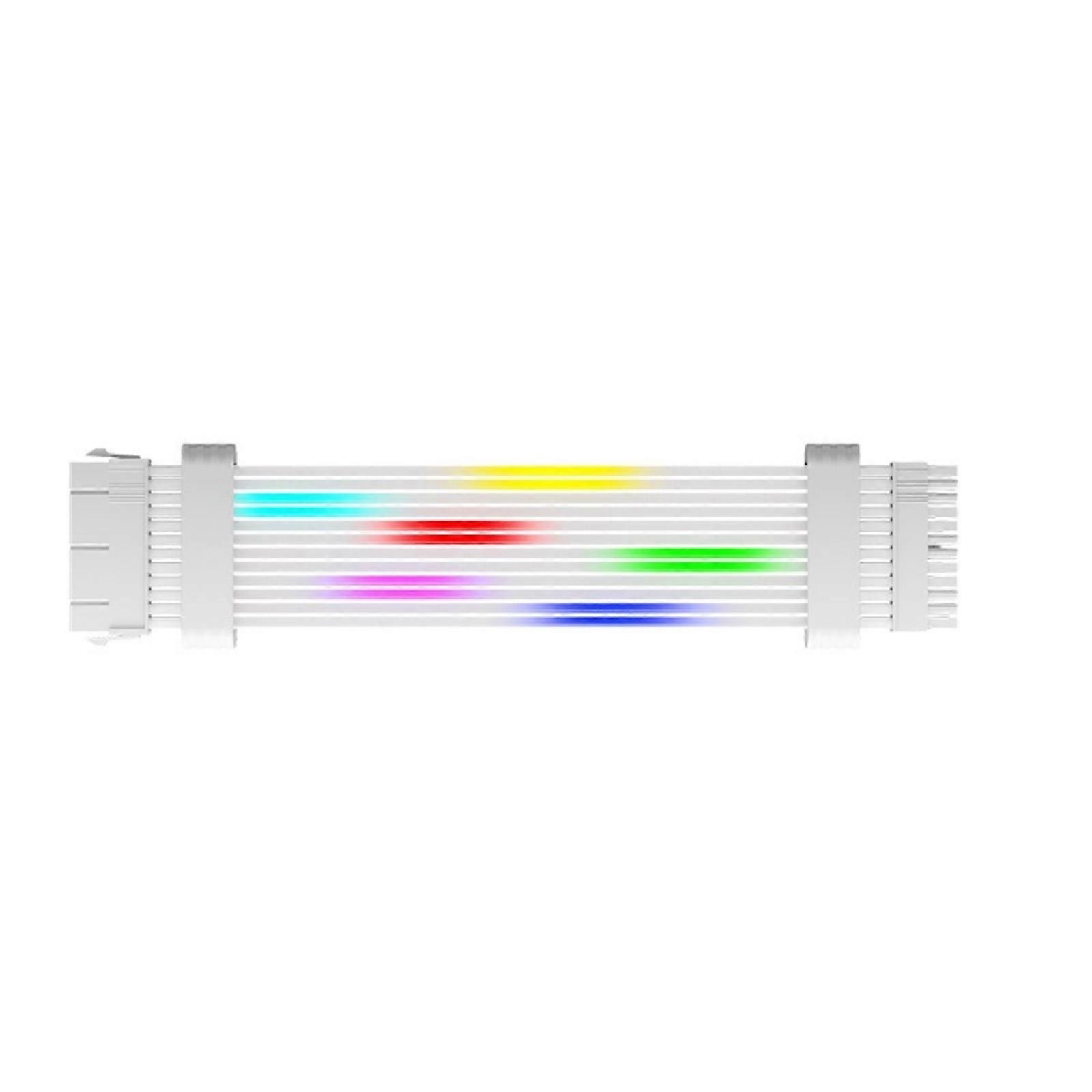 Synchronizable ARGB 24Pin PC Power Cable ARGB Light Strips Soft Bendable Silicone For Enhances Aesthetics DIY Builds  White