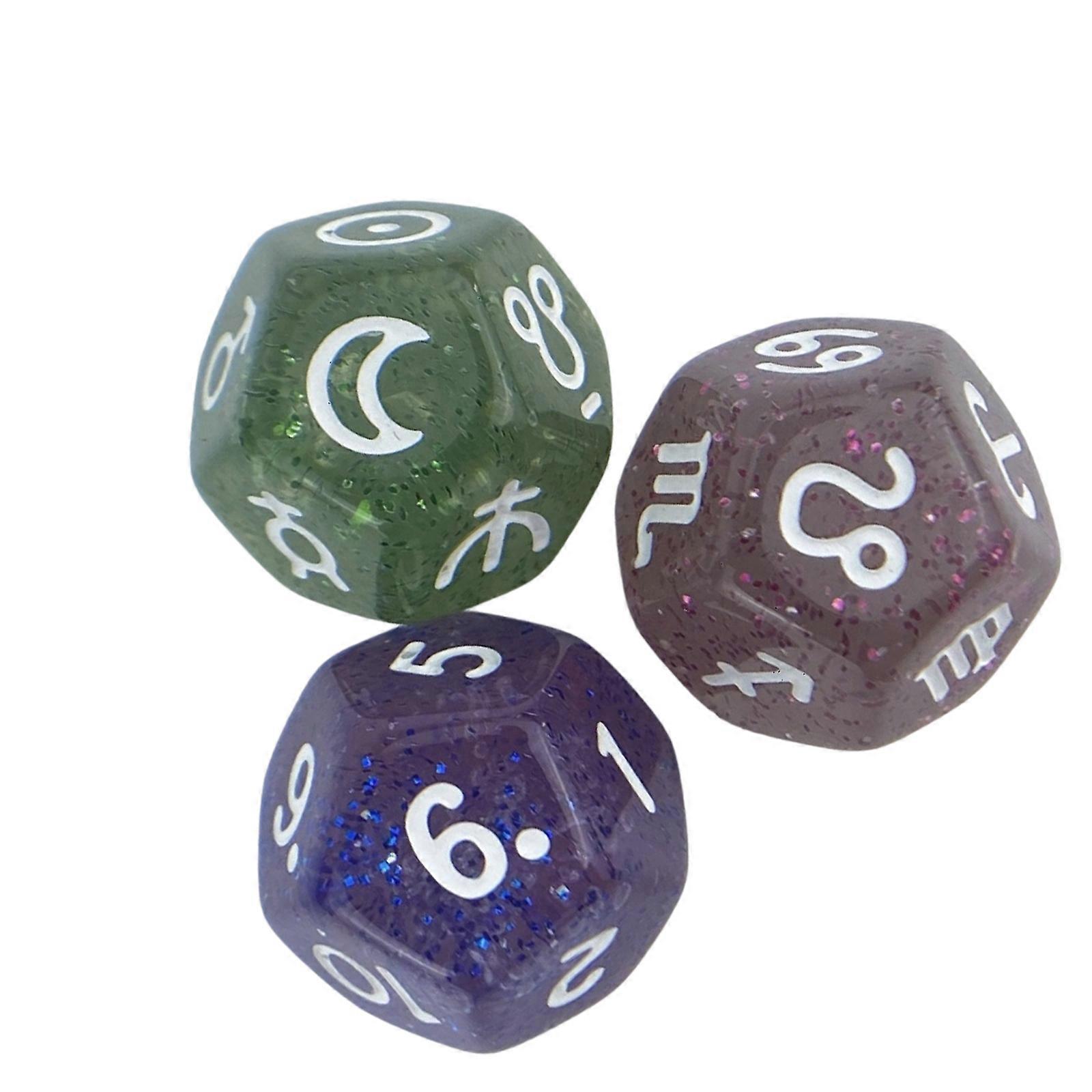 3pcs Count Glitters Astrological Dices with Gold Numbering Ideal for Mystical Ritual or RPGs  Color number 5