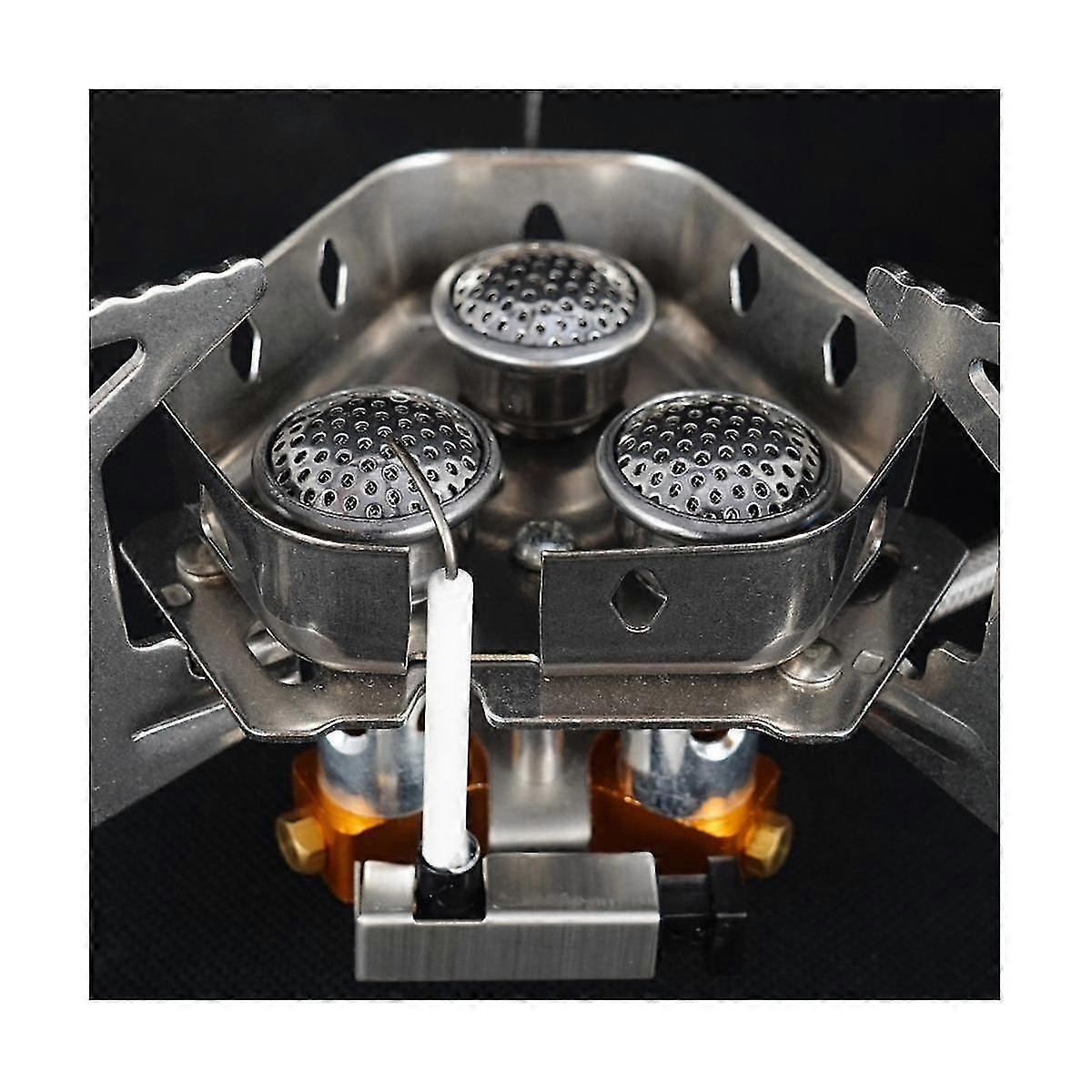 חיצוני נייד שלושה ראשים תנור קמפינג תנור חסין רוח קמפינג פיקניק חיצוני תנור מתקפל שנינות