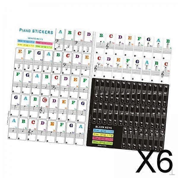 6x Piano Keyboard Stickers,Removable Letters for Beginners