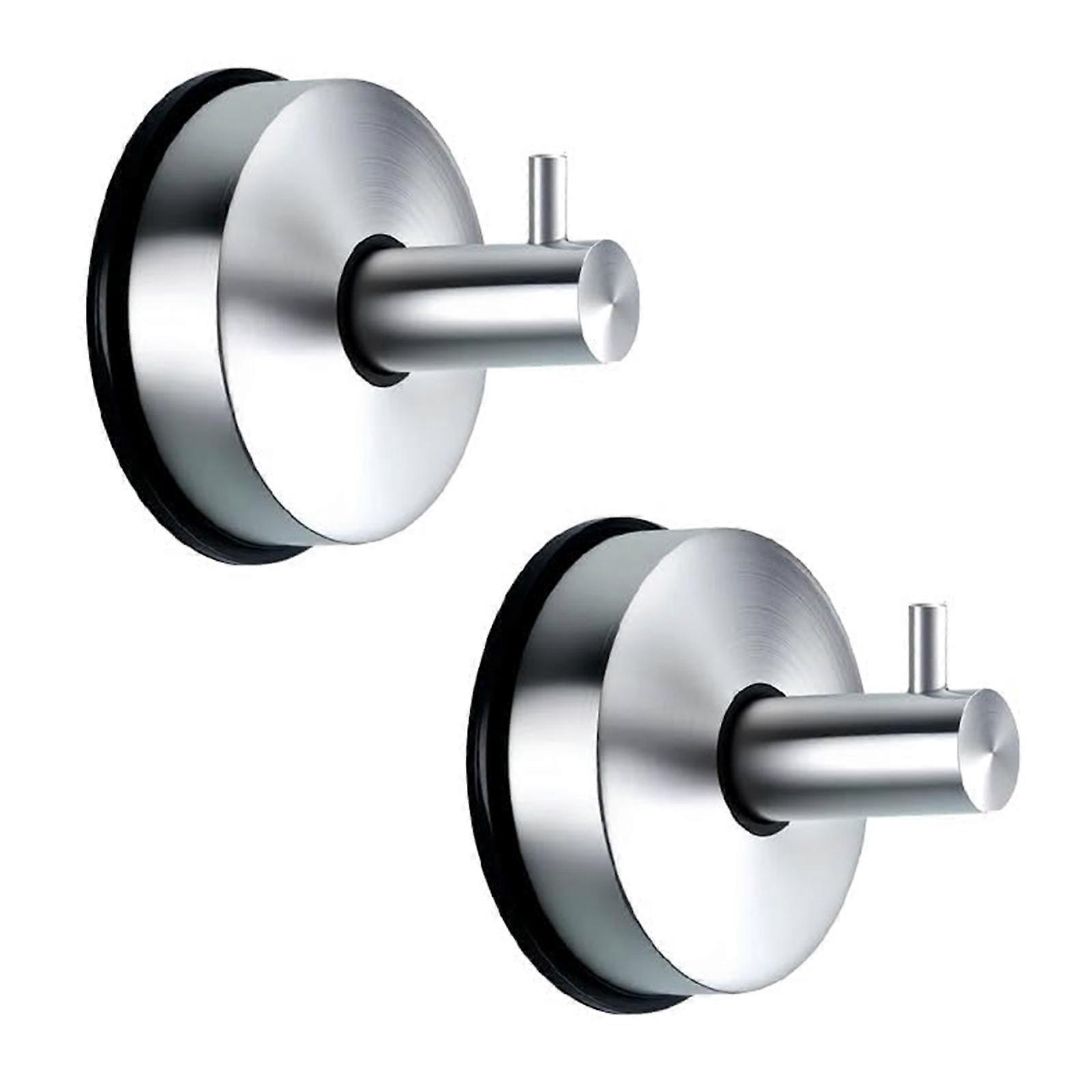 2Pcs Strong Suction Cup Hooks Removable Adhesive Hooks For Home Organization Waterproof Rustproof Hanger  Silver