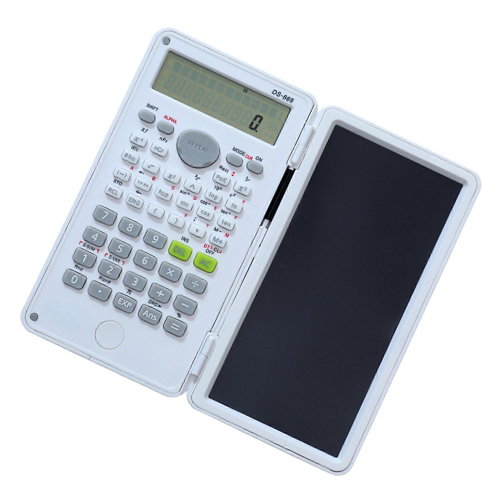 Student Writing Tablets Calculator 100+ Math Functions Portable Design For Classroom Exams  White