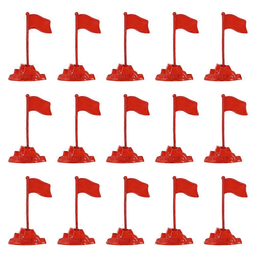 Red Flag Model Toy for Decor Featuring 30Pcs Plastic Mini Flags