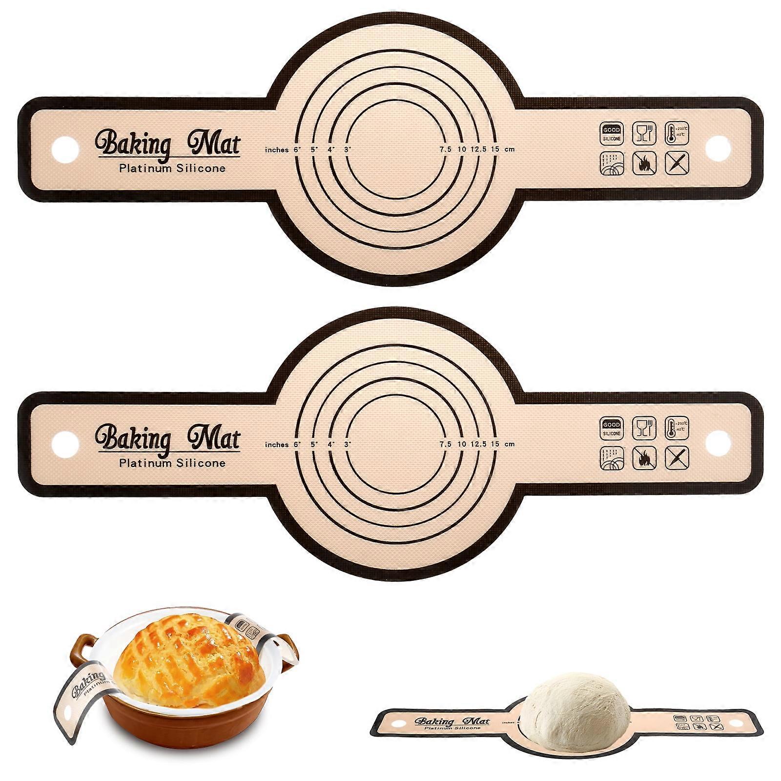 Wekvgz 2pcs Silicone Bread Sling with Long Handle, Non-Stick Reusable Sourdough Bread Mat, Tear-Resistant, Even Heating
